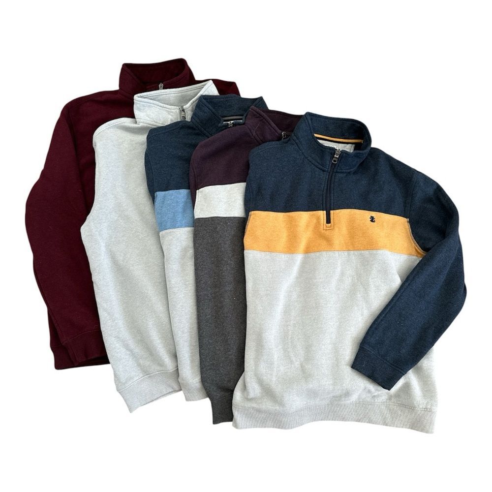 IZOD Quarter Zip Sweatshirt Bundle Large NWOT Cotton Pullover Colorblock Preppy